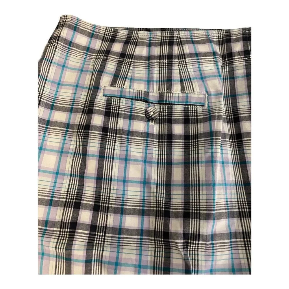 TALBOTS Woman's Size 14P Golf Skirt w/Pockets Plaid Stretch Cotton